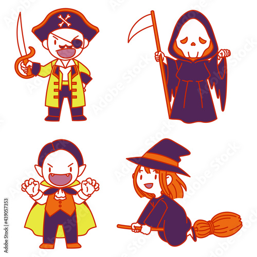 ハロウィンの仮装をした子供たち