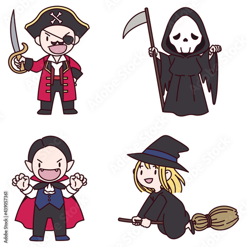 ハロウィンの仮装をした子供たち