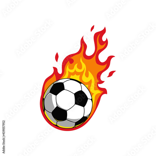 soccer ball on fire isolated on white background