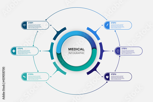 Medical information display Process chart Abstract element of the diagram diagram with step, option, section or process Vector business template for presentation Creative concept for infographic. photo