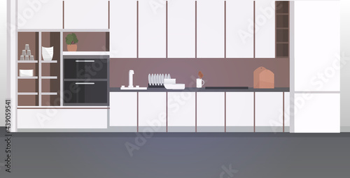 modern kitchen interior empty no people house room with furniture horizontal