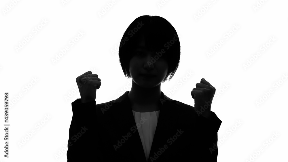 ガッツポーズする女性 シルエット Stock Photo Adobe Stock