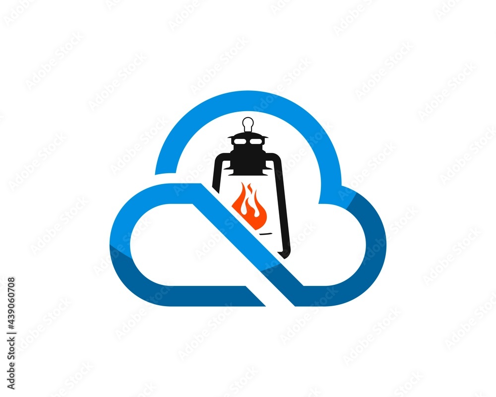 Abstract cloud with ancient lantern with fire inside Abstract cloud with ancient lantern with fire inside