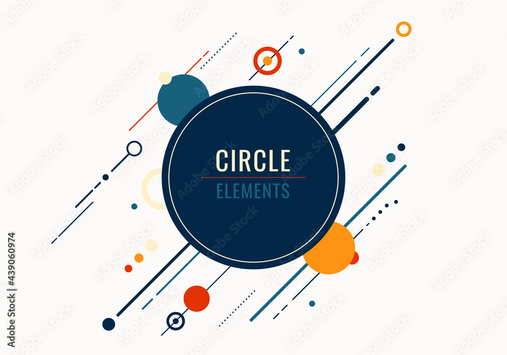 Obraz premium Abstract geometric circles and diagonal lines elements on white background