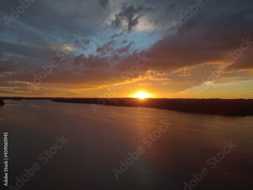 Sunset over the river. Jacuí River. São Jerônimo - RS, Brasil
