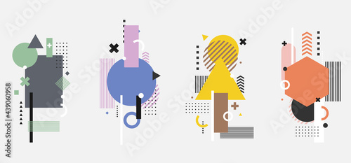 Set of creative modern geometric elements isolated on white background