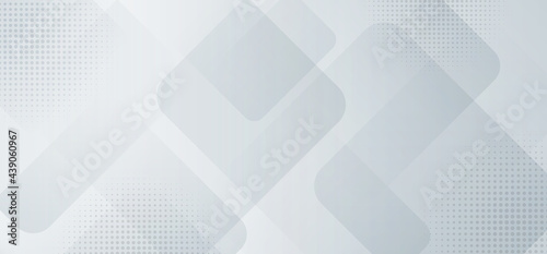 Abstract banner web template design background white and gray squares layered with halftone