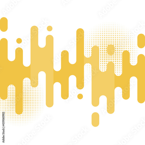 Abstract yellow rounded lines transition pattern with halftone on white background