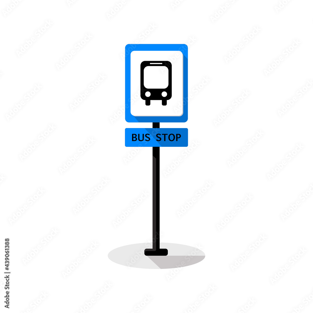 Bus stop sign vector flat design on white background