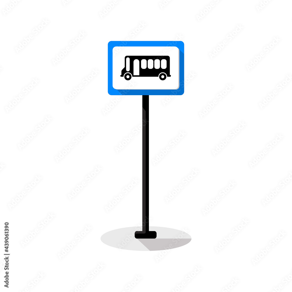 Bus stop sign vector flat design on white background Bus stop sign vector flat design on white background