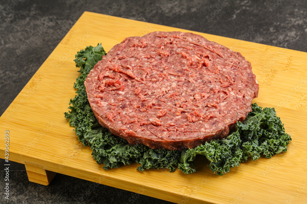 Raw beef burger cutlet for burger Raw beef burger cutlet for burger