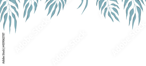 Wallpaper Mural Floral web banner with drawn color exotic leaves. Nature concept design. Modern floral compositions with summer branches. Vector illustration on the theme of ecology, natura, environment Torontodigital.ca