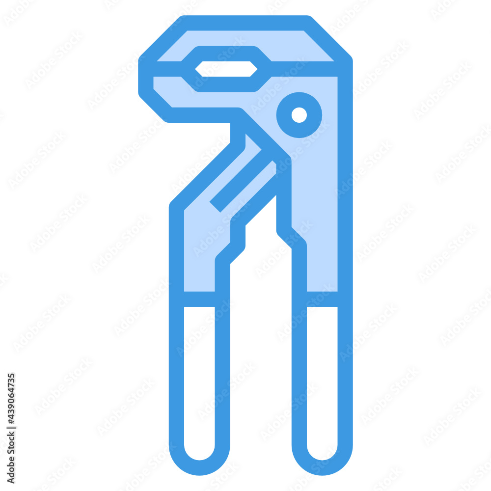 Groove Joint Pliers blue line icon Groove Joint Pliers blue line icon