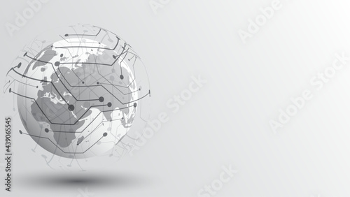 Global network connection World map abstract technology background global business innovation concept