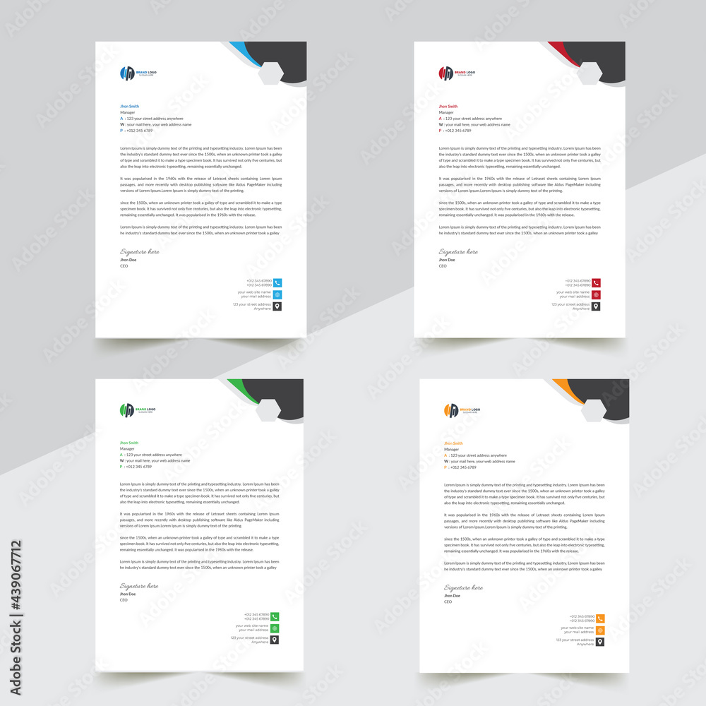 creative clean business letterhead, modern letterhead design template 