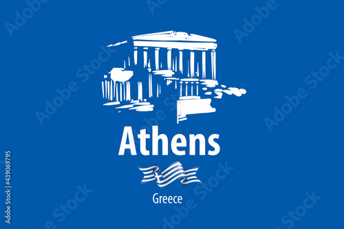 Vector illustration of an ancient Greek building in Athens Greece