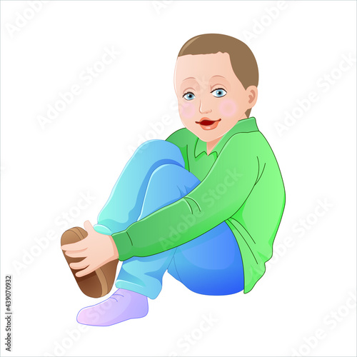 child wearing or take off the shoes