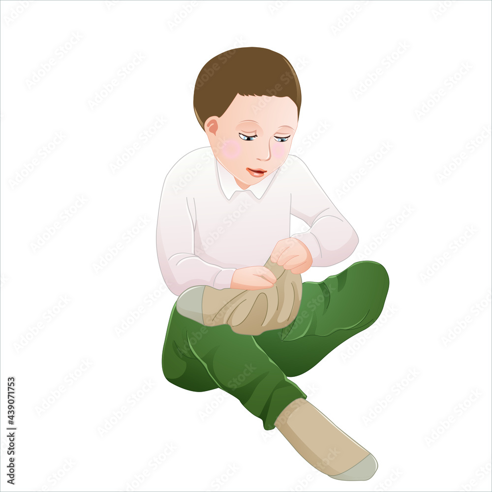 child wearing or take off his socks