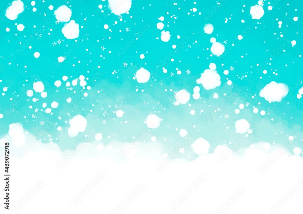雪の結晶入りのふわふわ雪の背景5ライトブルー
