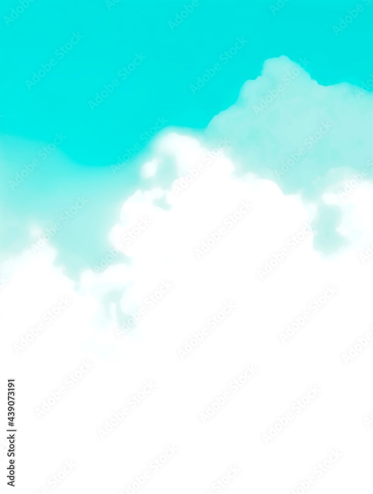 可愛いふわふわ雲の空4グラデあり水色