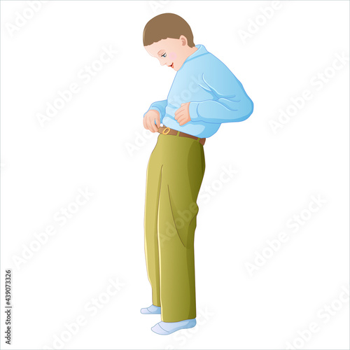 child is wearing or take off his belt