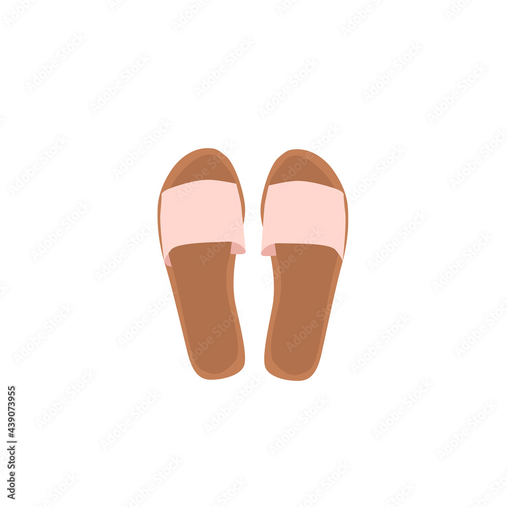 Women's summer shoes collection. Top view. Female flip flops, shoes, sneakers. Hand draw vector illustration Women's summer shoes collection. Top view. Female flip flops, shoes, sneakers. Hand draw vector illustration