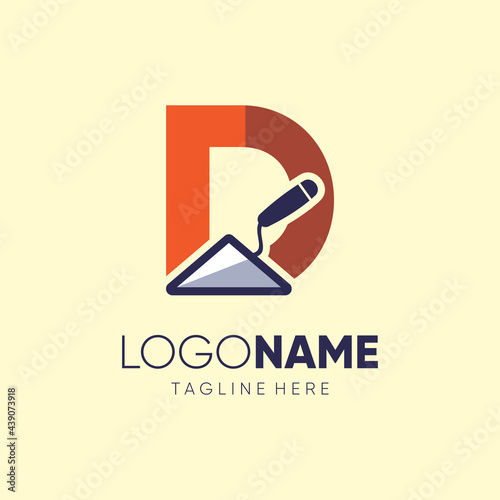 Letter D Trowel Logo Design Vector Icon Graphic Emblem Illustration Background Template
