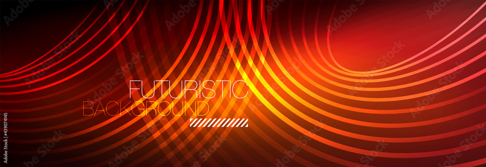 Dark abstract background with glowing neon circles. Trendy layout template for business or technology presentation, internet poster or web brochure cover, wallpaper Dark abstract background with glowing neon circles. Trendy layout template for business or technology presentation, internet poster or web brochure cover, wallpaper