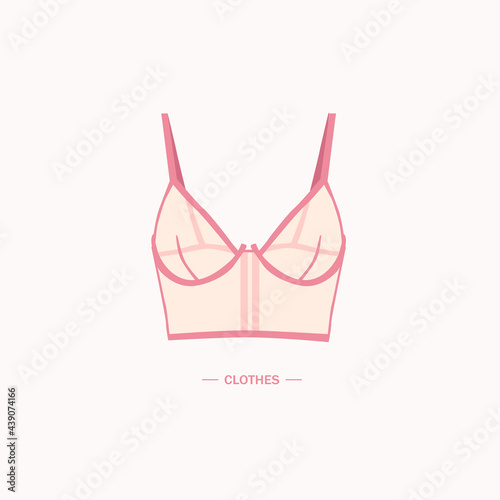 Trendy female underwear set. Panties and bras. Modern hand drawn colorful collection of women's underwear. Sensuality and femininity concept. Vector illustration
