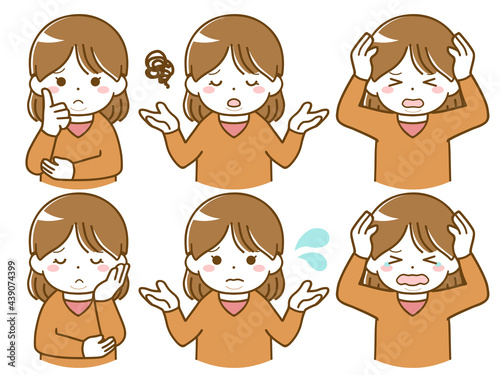 太った女性の困った表情