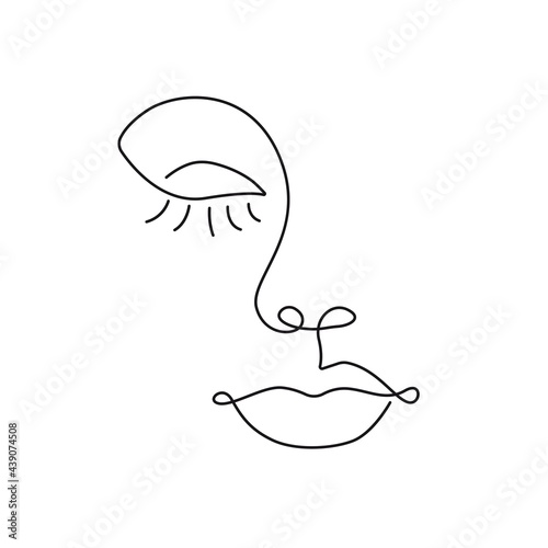 Abstract Face Line Art Drawing. Woman Face Minimalist Abstract Sketch Drawing. Woman Head Line Drawing for Home Decor, Wall Art. Vector EPS 10