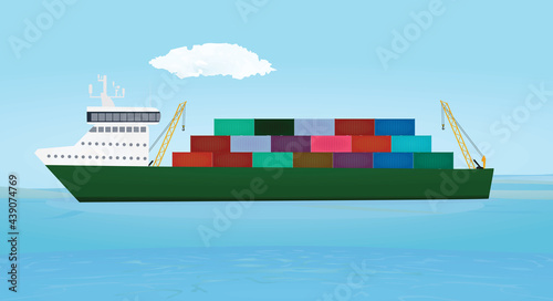 Cargo ship for containers. vector