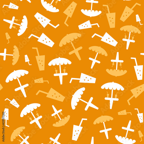 Seamless summer beach pattern. Hello Summer, holiday concept. Pop art. Summer holiday. Vector seamless pattern illustration