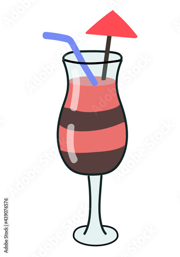 Cocktail drink with fruits and chocolate isolated on white background