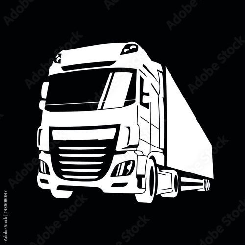 heavy truck isolated on black