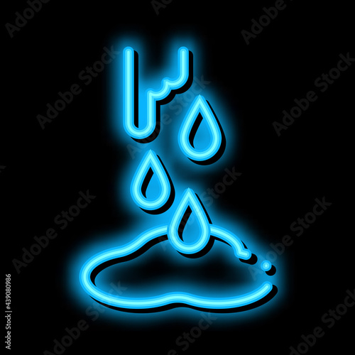 water broke neon light sign vector. Glowing bright icon water broke sign. transparent symbol illustration