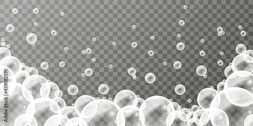 Bubble. Shiny balls of water isolated on transparent background, realistic bubbles. White soap illustration