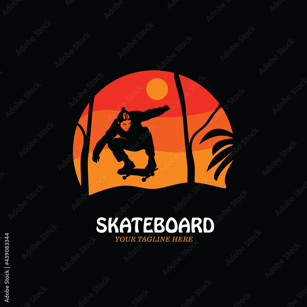 Skateboard logo silhouette in the forest