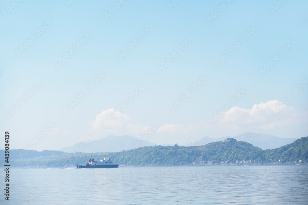 single boat mindfulness empty background with ocean and blank sky