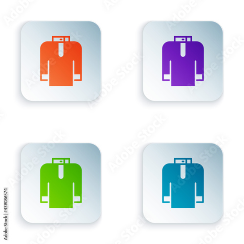 Color Shirt kurta icon isolated on white background. Set colorful icons in square buttons. Vector