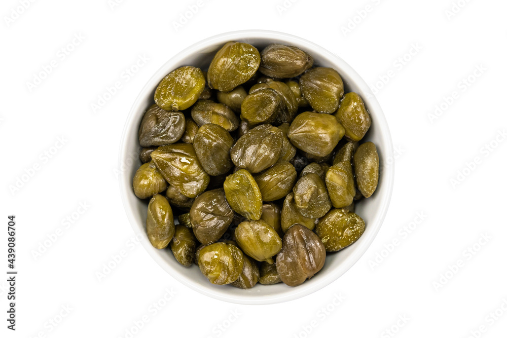 pickled marinated capers isolated on white background pickled marinated capers isolated on white background