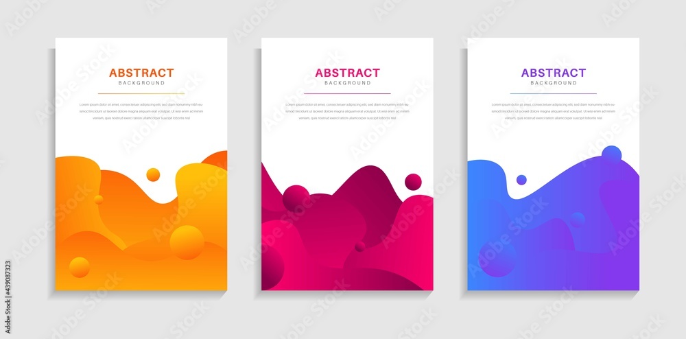 Set Of Gradient Colorful Liquid Shapes Cover Banner Template.