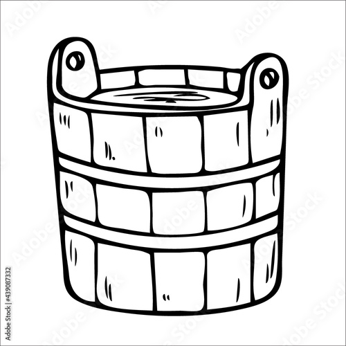 water tub, doodle, sauna and bath, hand-drawn illustration, l