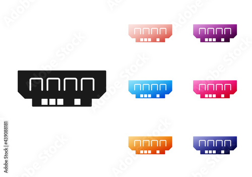 Black RAM, random access memory icon isolated on white background. Set icons colorful. Vector