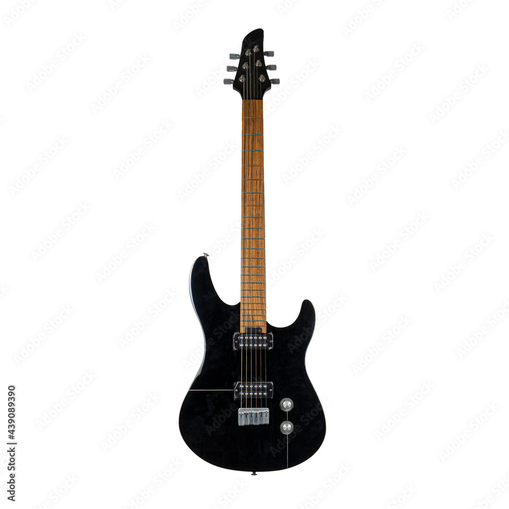 Black Electric guitar isolated over white background