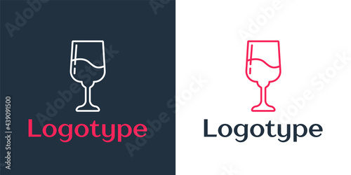 Logotype line Jewish goblet icon isolated on white background. Jewish wine cup for kiddush. Kiddush cup for Shabbat. Logo design template element. Vector