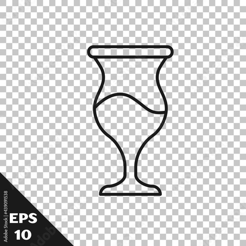 Black line Jewish goblet icon isolated on transparent background. Jewish wine cup for kiddush. Kiddush cup for Shabbat. Vector