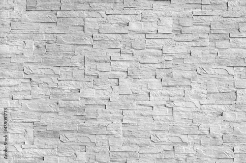 empty white brick wall or gray stones floor and table loft by retro mosaic rough style on top view for texture background and vintage wallpaper or modern interior brickwork to exterior construction