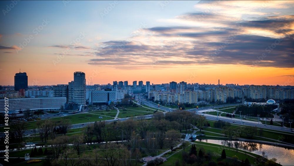 Evening timee of the capital of Belarus, Minsk.