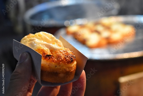 Gyeran-bbang or egg bread is a famous street food in South Korea made from flour, sugar and eggs, picture from street food at Myeong-dong. photo